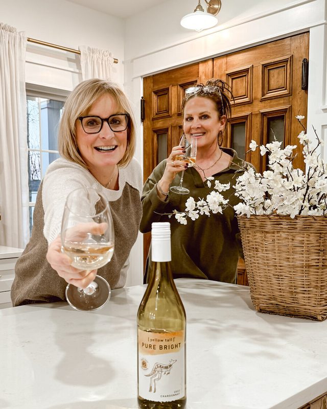 Deb and Danelle raising a glass