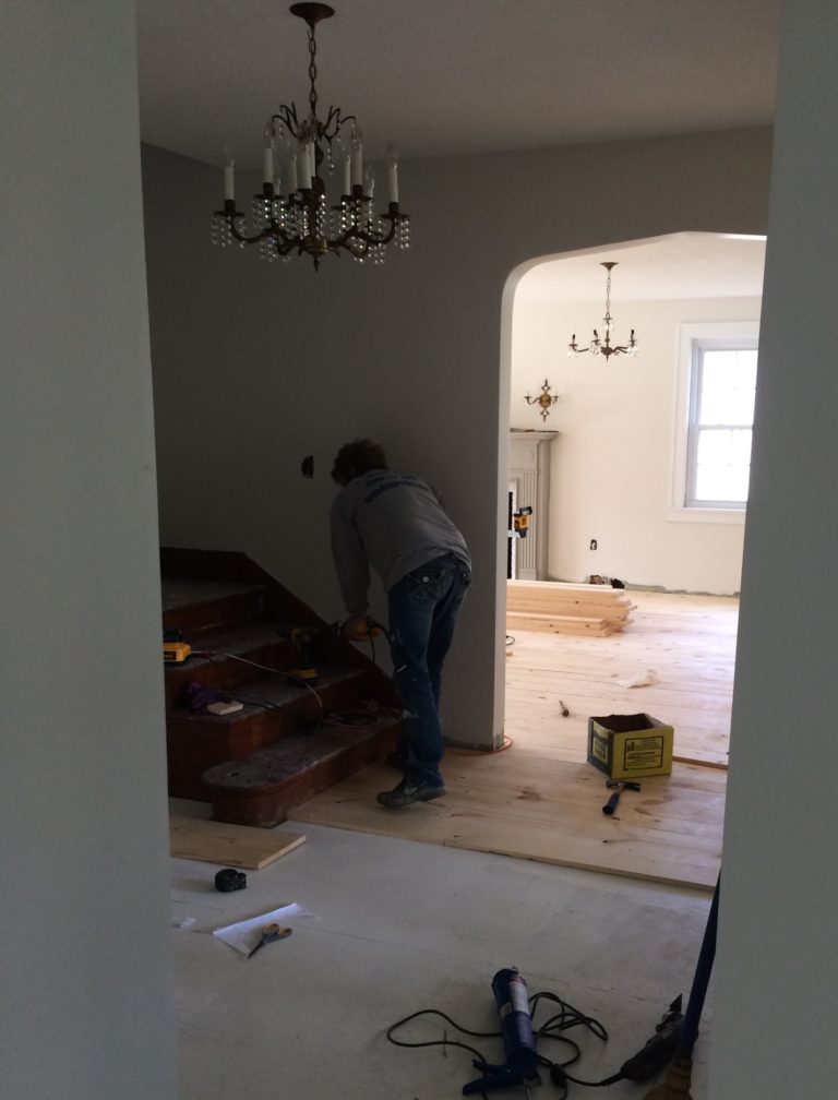 Inexpensive Flooring Using 2 Pine Boards with installation tips and