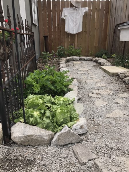 Repurposed Concrete into stepping stones and flower bed borders - House on Winchester