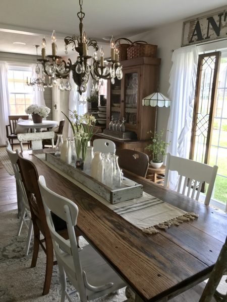 Library table turned farmhouse table - House on Winchester