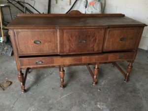 Antique Buffet repurposed into bathroom vanity - House on Winchester