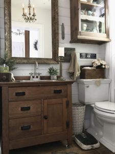 Half Bathroom antique dresser repurposed into a vanity - House on Winchester