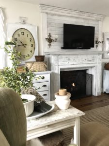 Shiplap above fireplace - House on Winchester