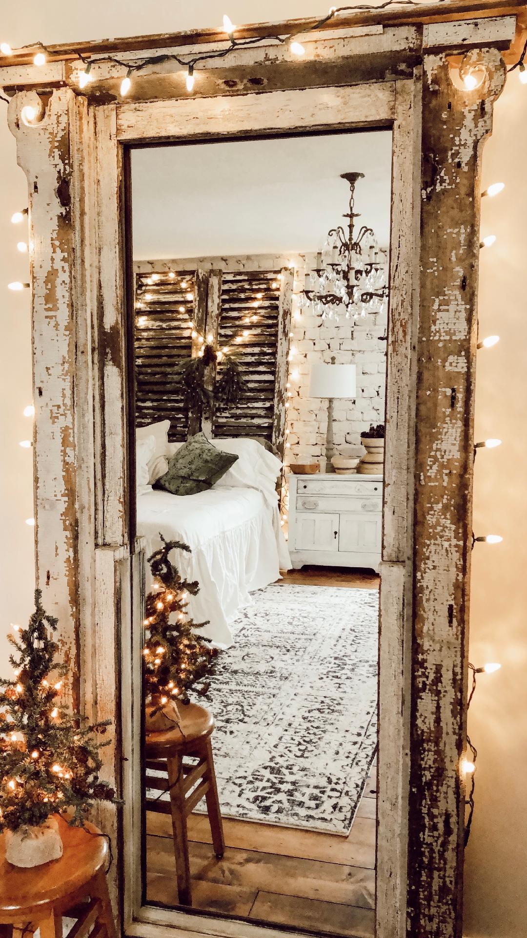 Christmas in the Master Bedroom - Leaning Mirror - House on Winchester