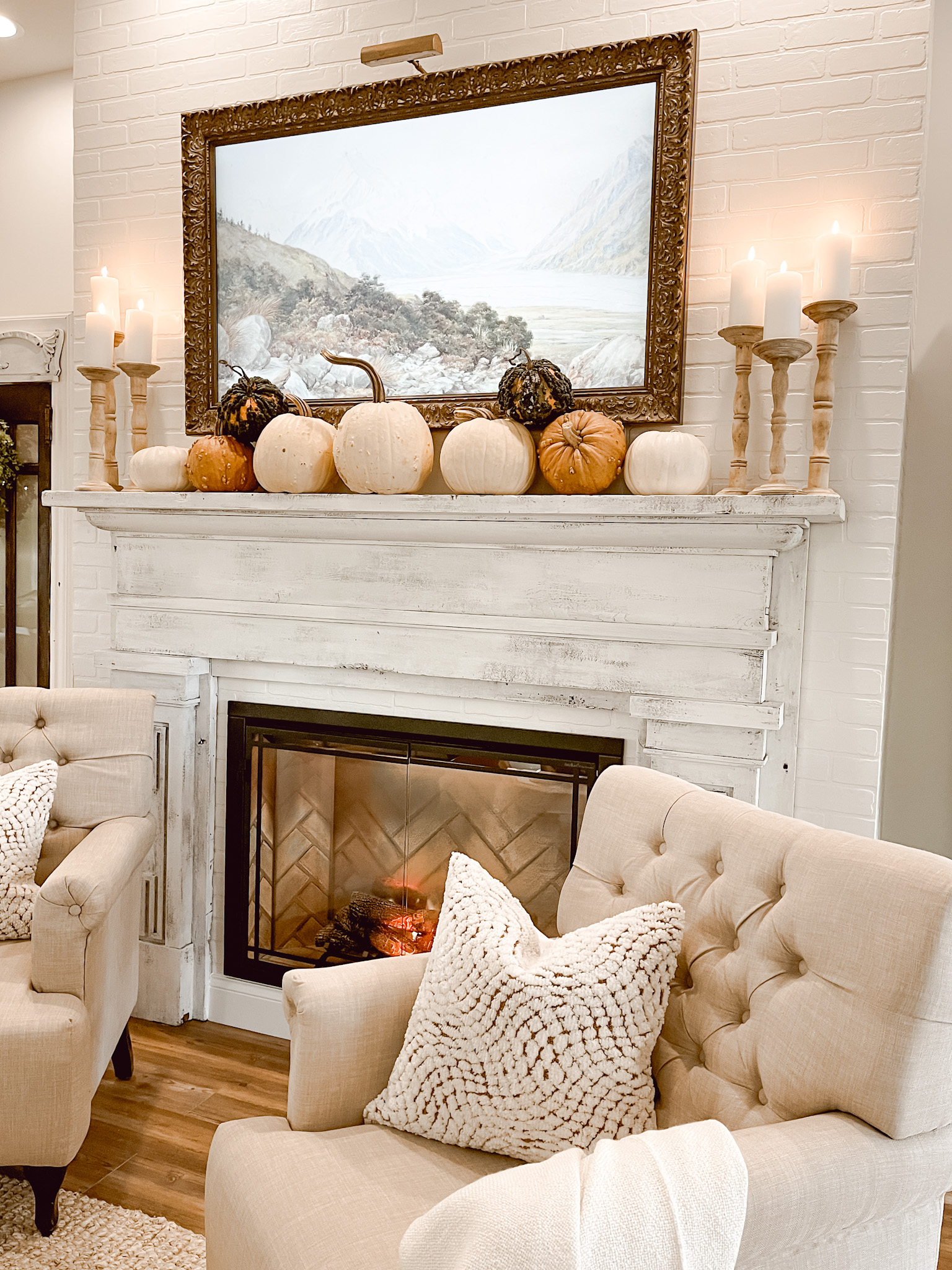 Thanksgiving Fireplace Mantel Idea - Deb and Danelle