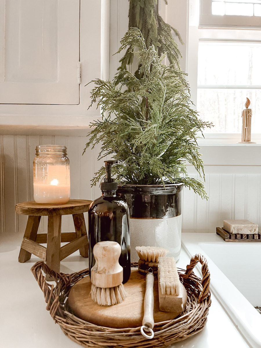 Christmas garland and life-like trees - Deb and Danelle