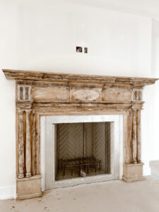 200 year old antique fireplace in living room - Deb and Danelle