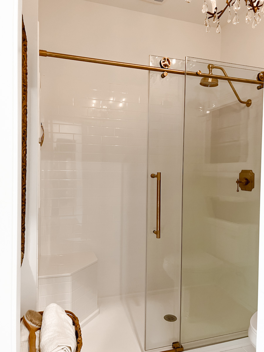 Shower Door with Gold Hardware - Deb and Danelle