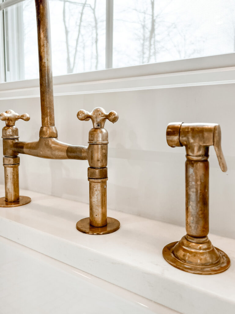Our Unlacquered Brass Kitchen Faucets - Deb and Danelle - Gold Leaf Finish For Kitchen Faucet