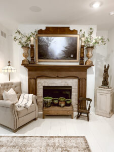 Simple spring fireplace mantel