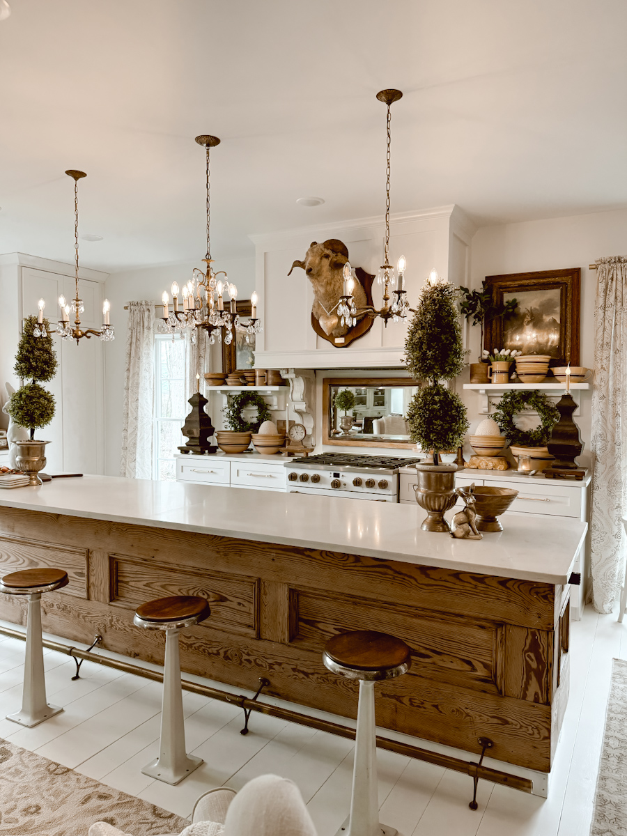 Antique Chandeliers in the kitchen