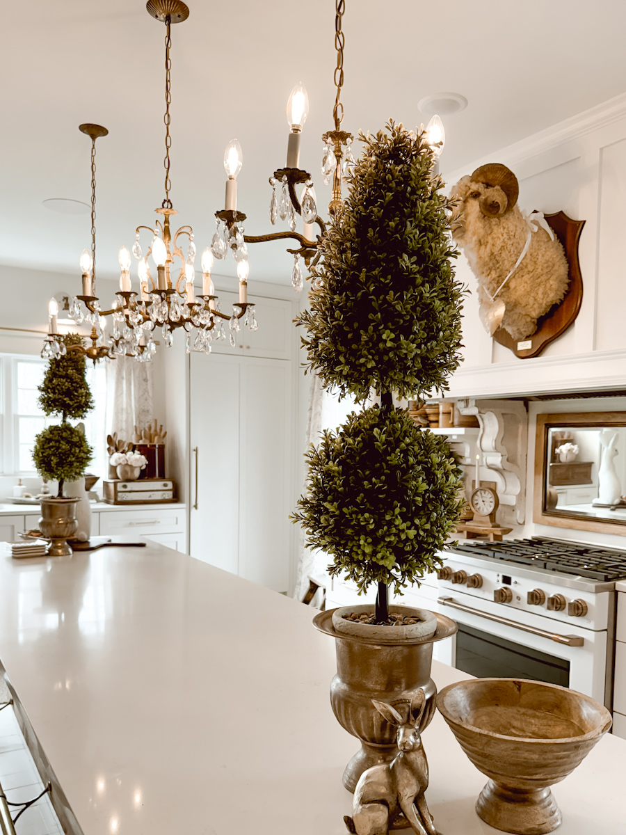 Antique Chandeliers in the kitchen