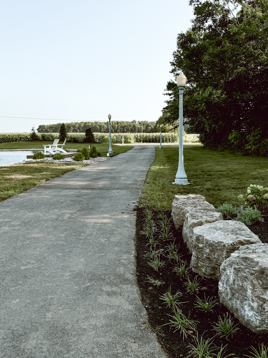 Antique Lamp Posts Lining the Driveway