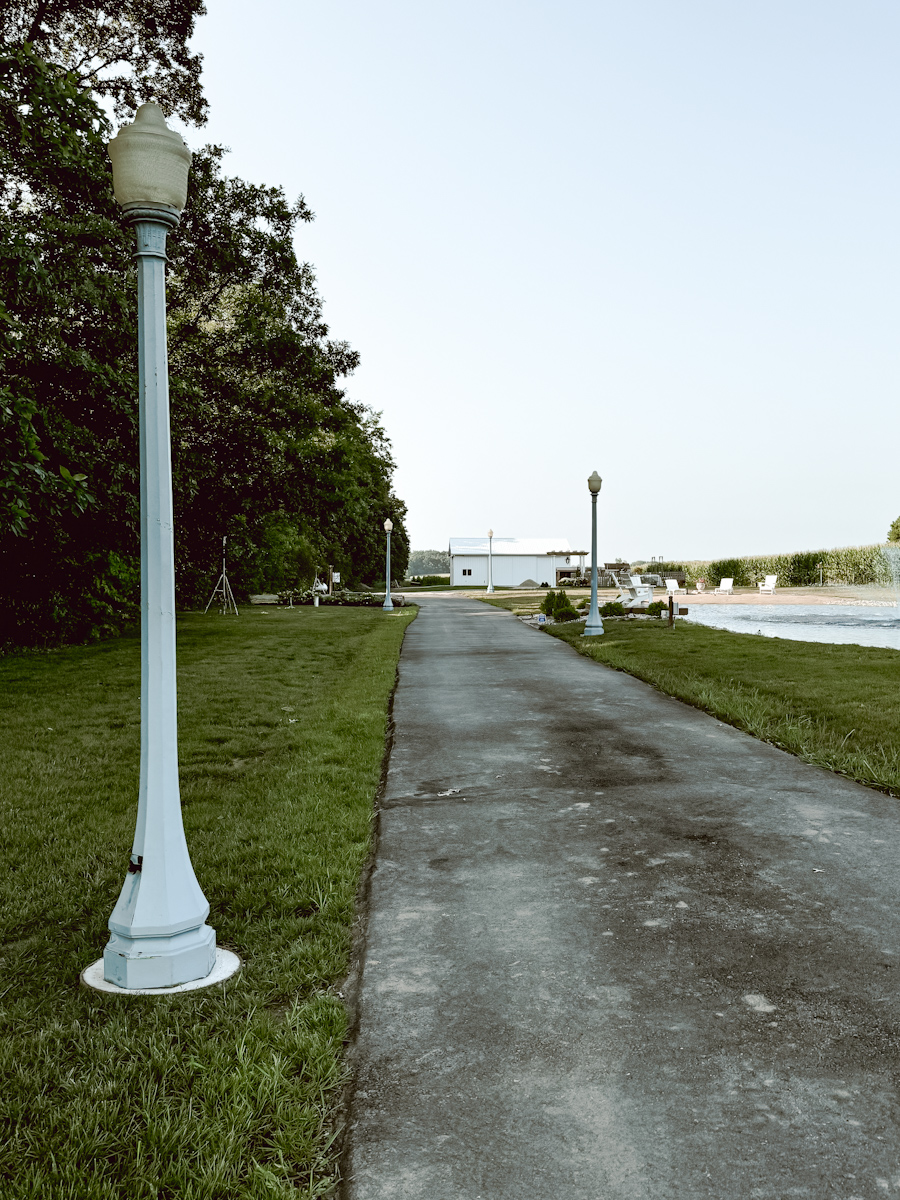 Antique Lamp Posts Lining the Driveway